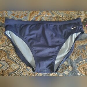Nike Swim Briefs  Mens Navy Bikini Bottom with White Swoosh